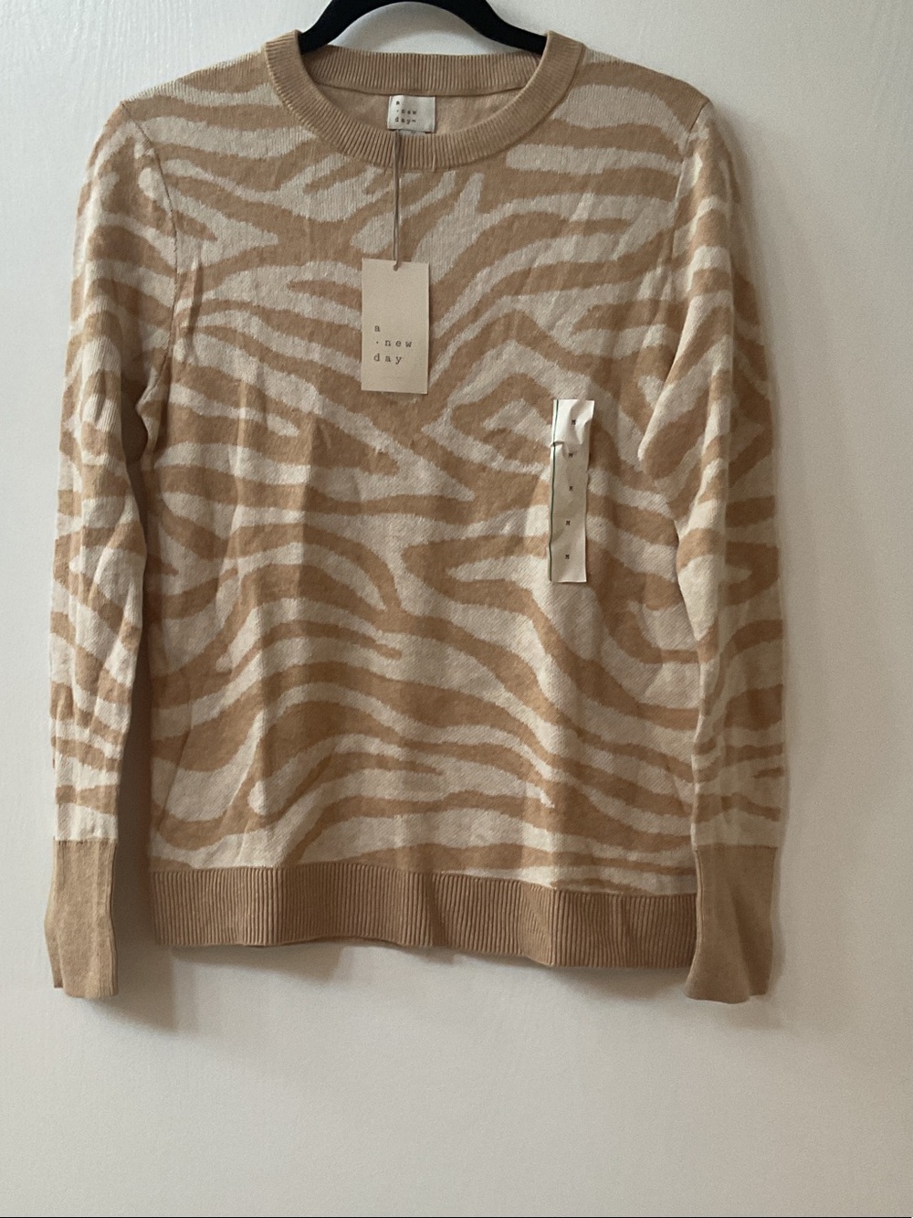 a new day Beige & Cream Zebra Print Crewneck Sweater - Picture 3 of 4